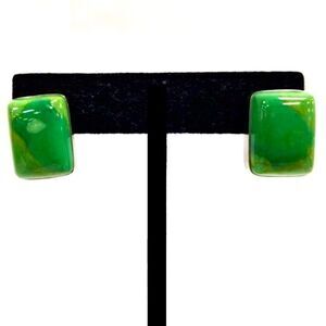 JAY KING DTR Green Turquoise Cabochon Sterling Silver Rectangular Earrings 925
